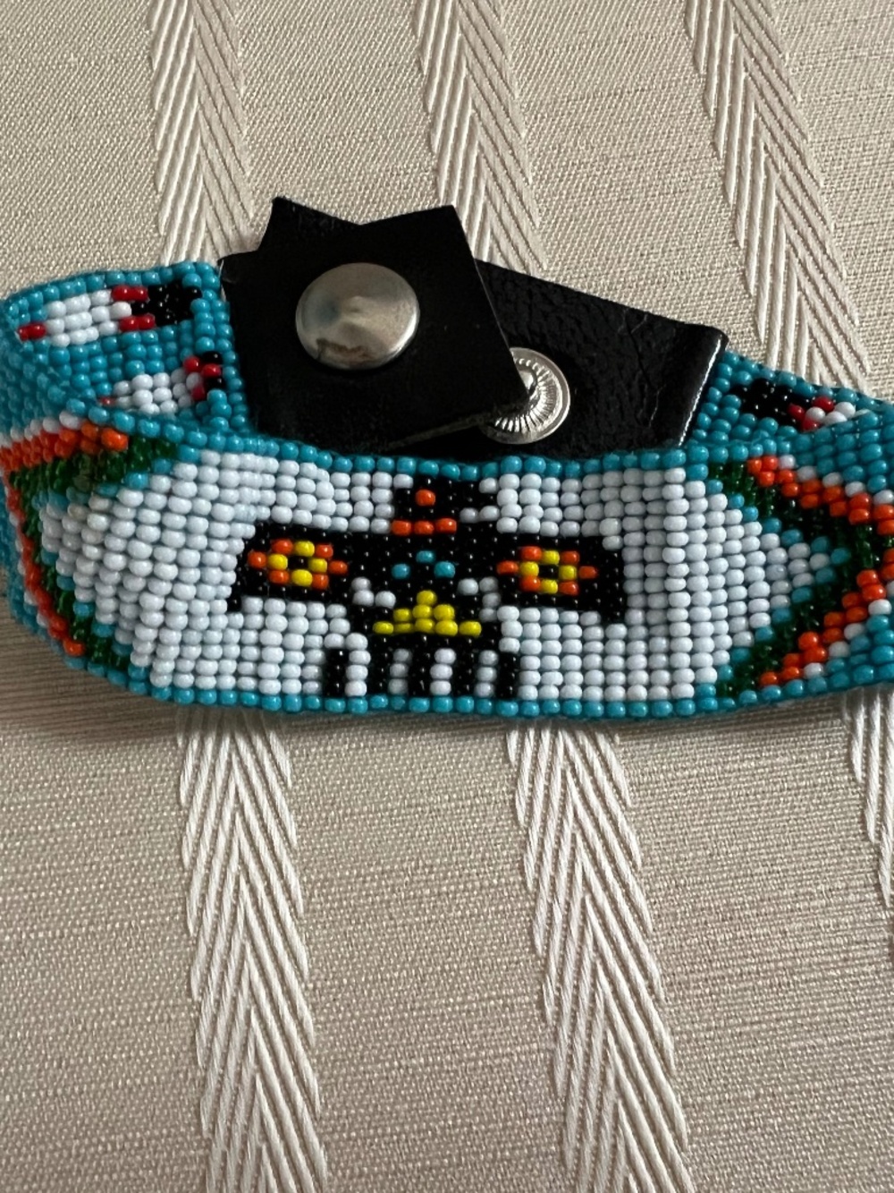Beaded eagle snap bracelet